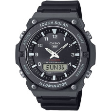 Casio AQ‑S820W‑1AVEF Ανδρικό Solar (Tough Solar) Ψηφιακό‑Αναλογικό Ρολόι με Μαύρο Καουτσούκ Λουράκι